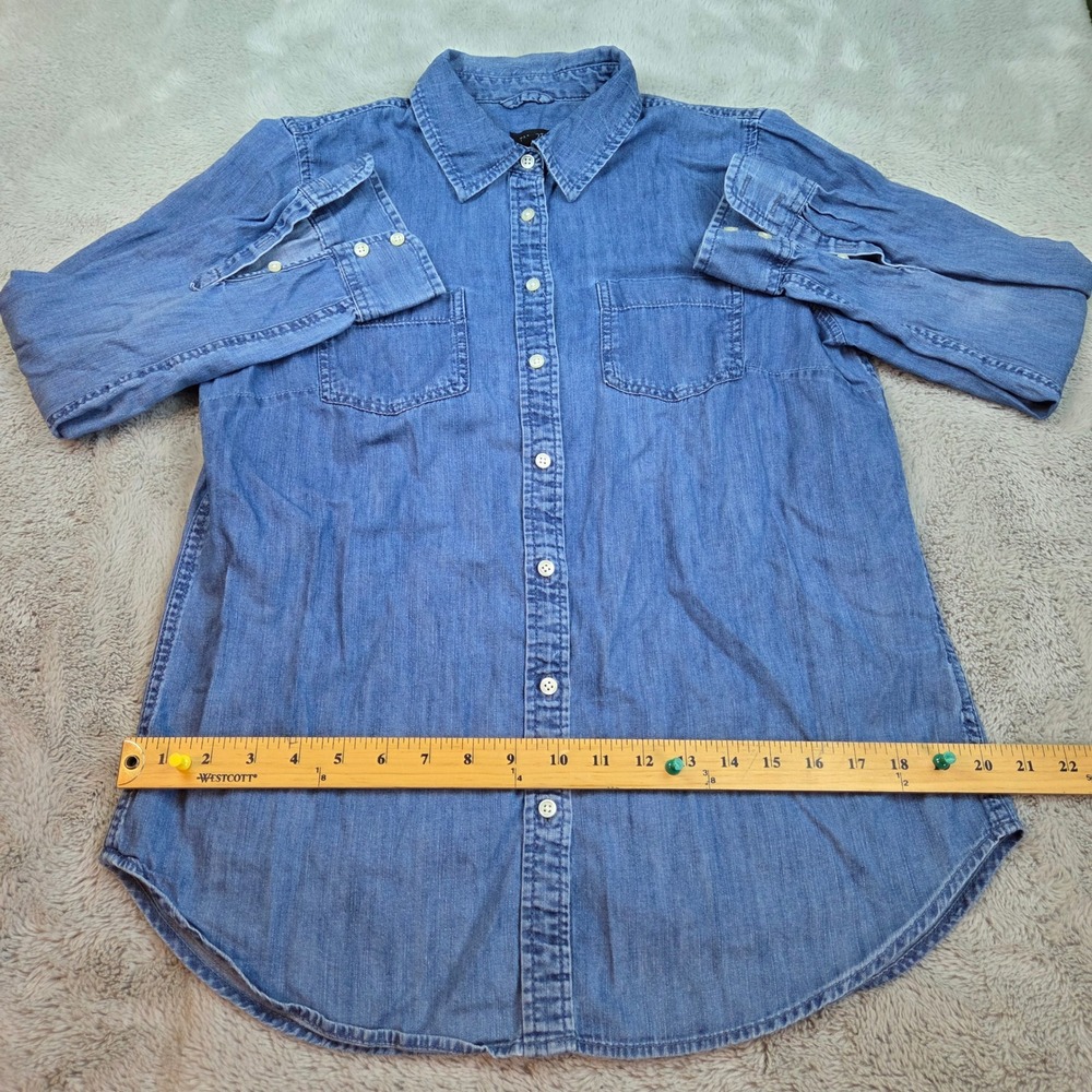 Talbots Chambray Denim Button Down Shirt Womens S Long Sleeve Pocket Blue Cotton - Picture 6 of 6